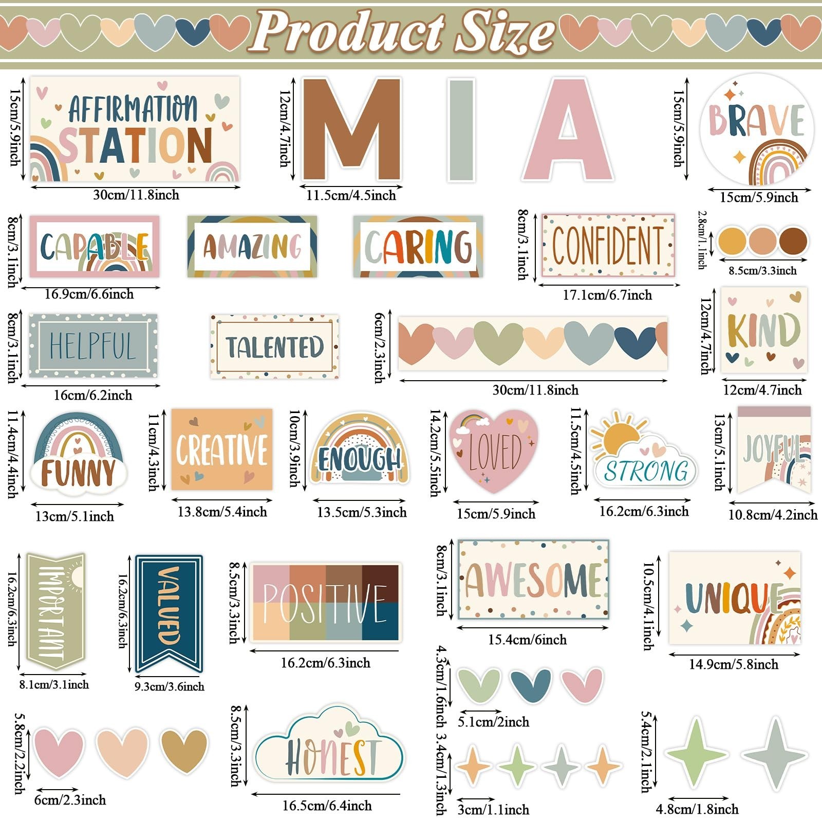 I Am Affirmations Cutouts, Rainbow Bulletin Board, Teacher Wall Decor,Multicolor gallery