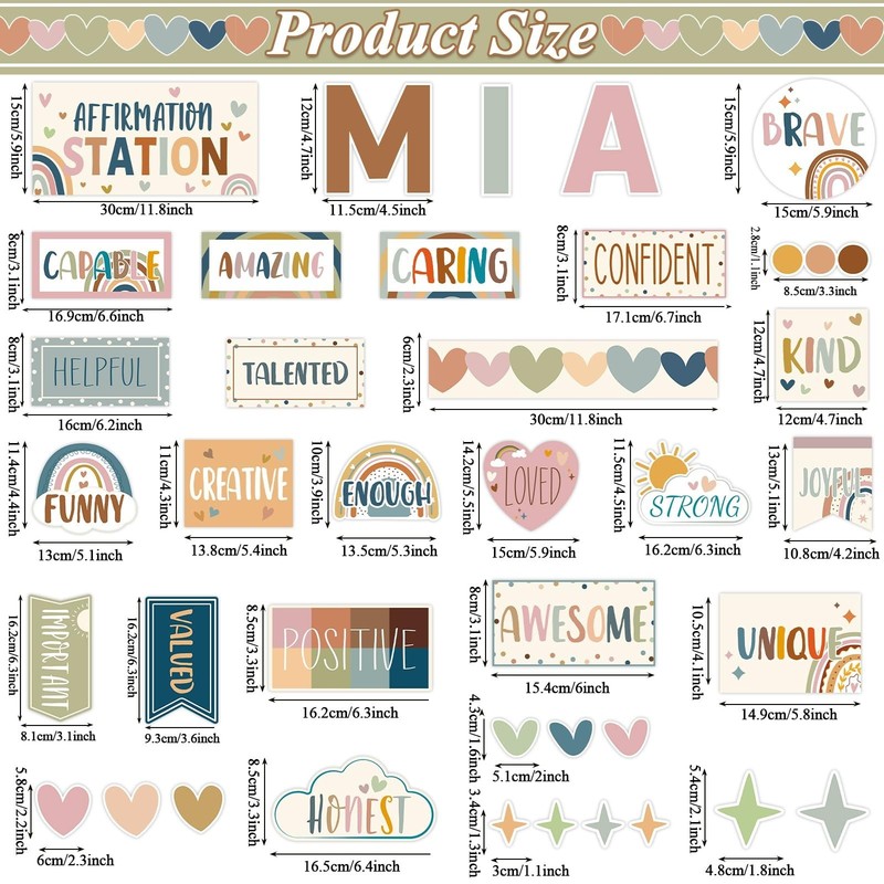 I Am Affirmations Cutouts, Rainbow Bulletin Board, Teacher Wall Decor,Multicolor gallery