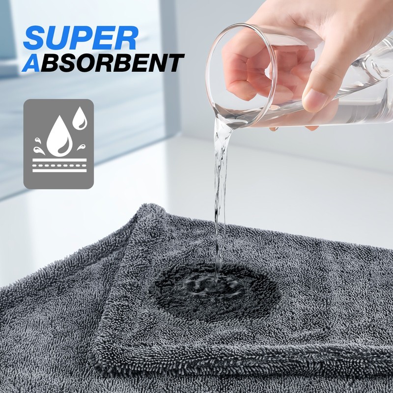 Super Absorbent Microfiber Car Drying Towel Twisted Loop 24'' x 36" 1500GSM gallery