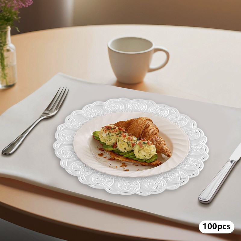 100pcs Dinner Plates Set, Round Dinner Plates, Dinner Plate for Wedding Party gallery