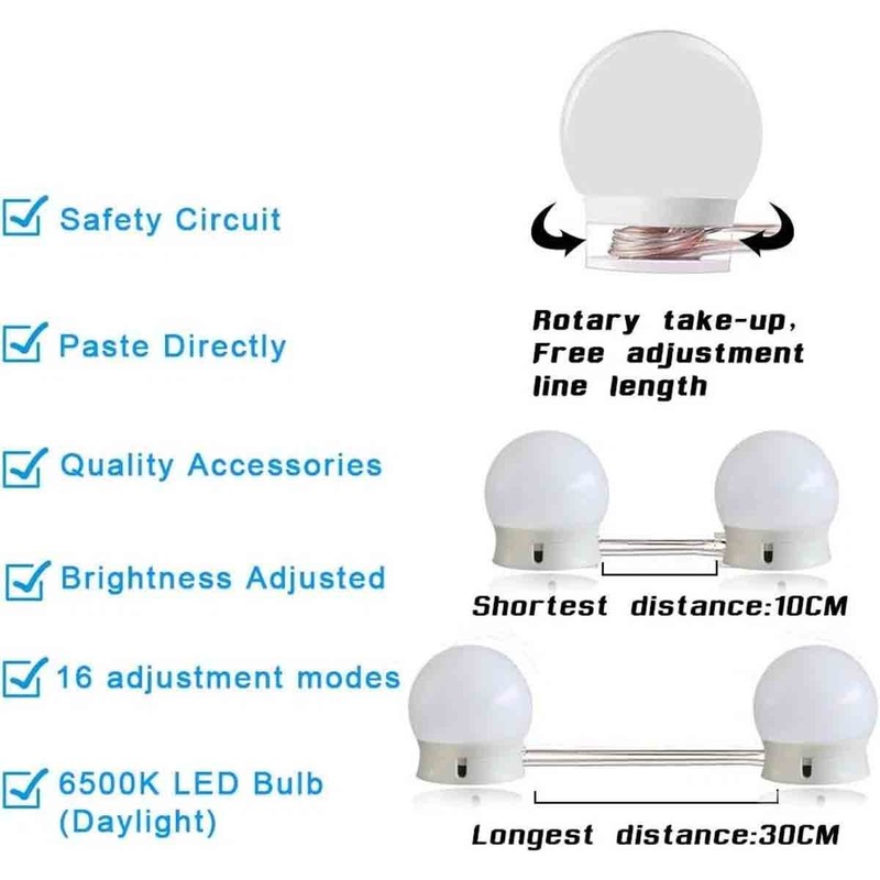 10 LED Kit Bulbs Vanity Light Dimmable Lamp Make Up Mirror Lights gallery