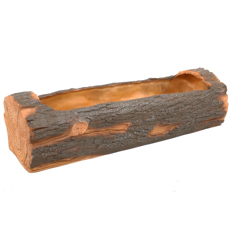 35 in Polyresin Rustic Outdoor Raised Log Flower Pot Planter by Sunnydaze gallery