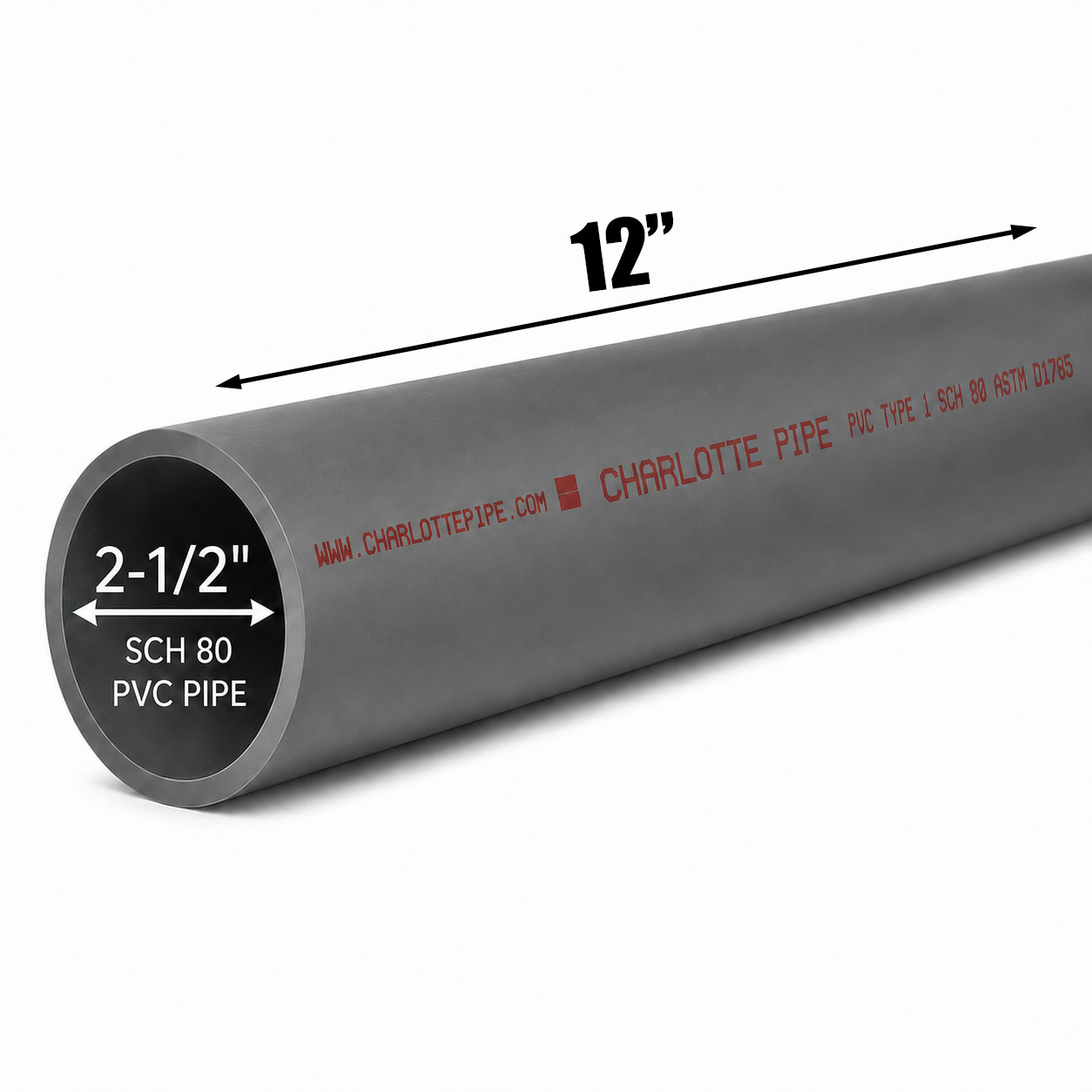 2-1/2" Schedule 80 PVC Pipe| Gray | Custom Cut Lengths 12"-108" | Pressure Rated gallery