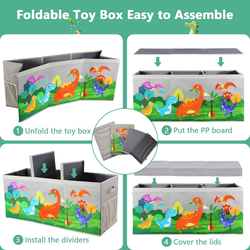 Extra Large Toy Box Chest with Lids Collapsible Storage Organizer for Kids | Din gallery