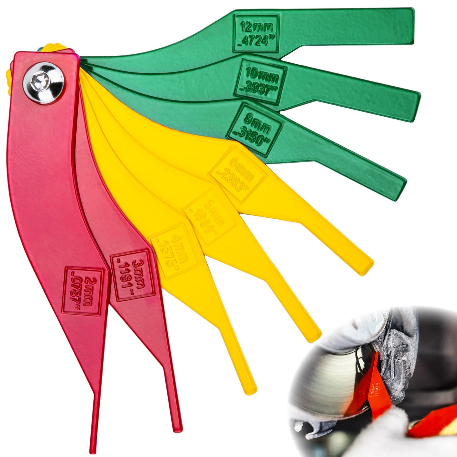 8 PCS Brake Lining Thickness Gauges, Brake Pad Measuring Tool, Color Coded Br... gallery