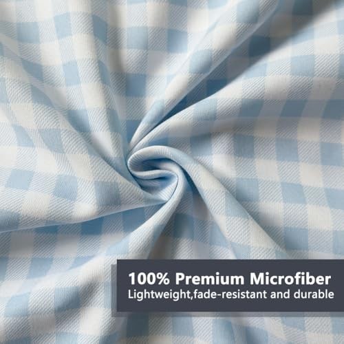 Ruffle Sheet Set, Blue Soft Pre-Washed Microfiber Full Light Blue Gingham gallery