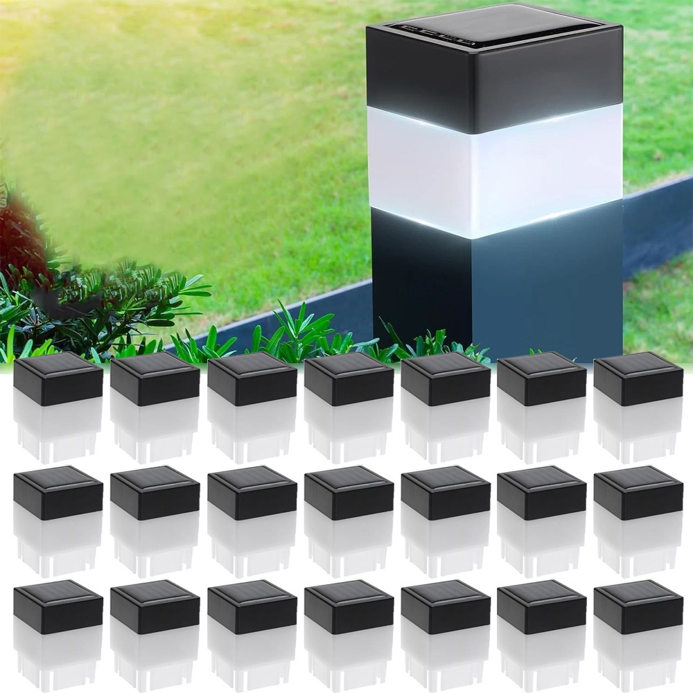 20PCS Solar Post Light 2x2" Waterproof LED Outdoor Garden Street Fence Cap Lamp gallery