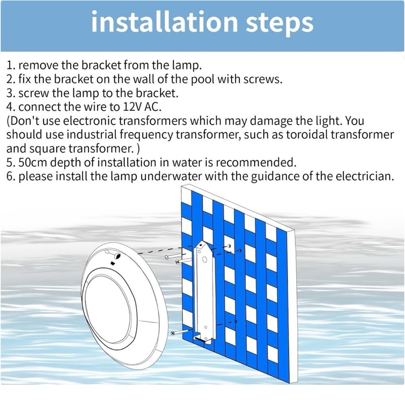 READ LED Pool Light for Inground Aboveground Pool, 12V 36W RGB Color Changing gallery