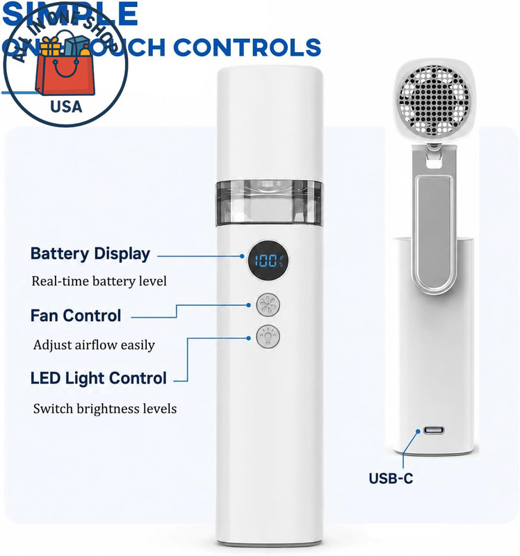 Portable Handheld Fan with Stepless Speed Control and Rechargeable Battery gallery