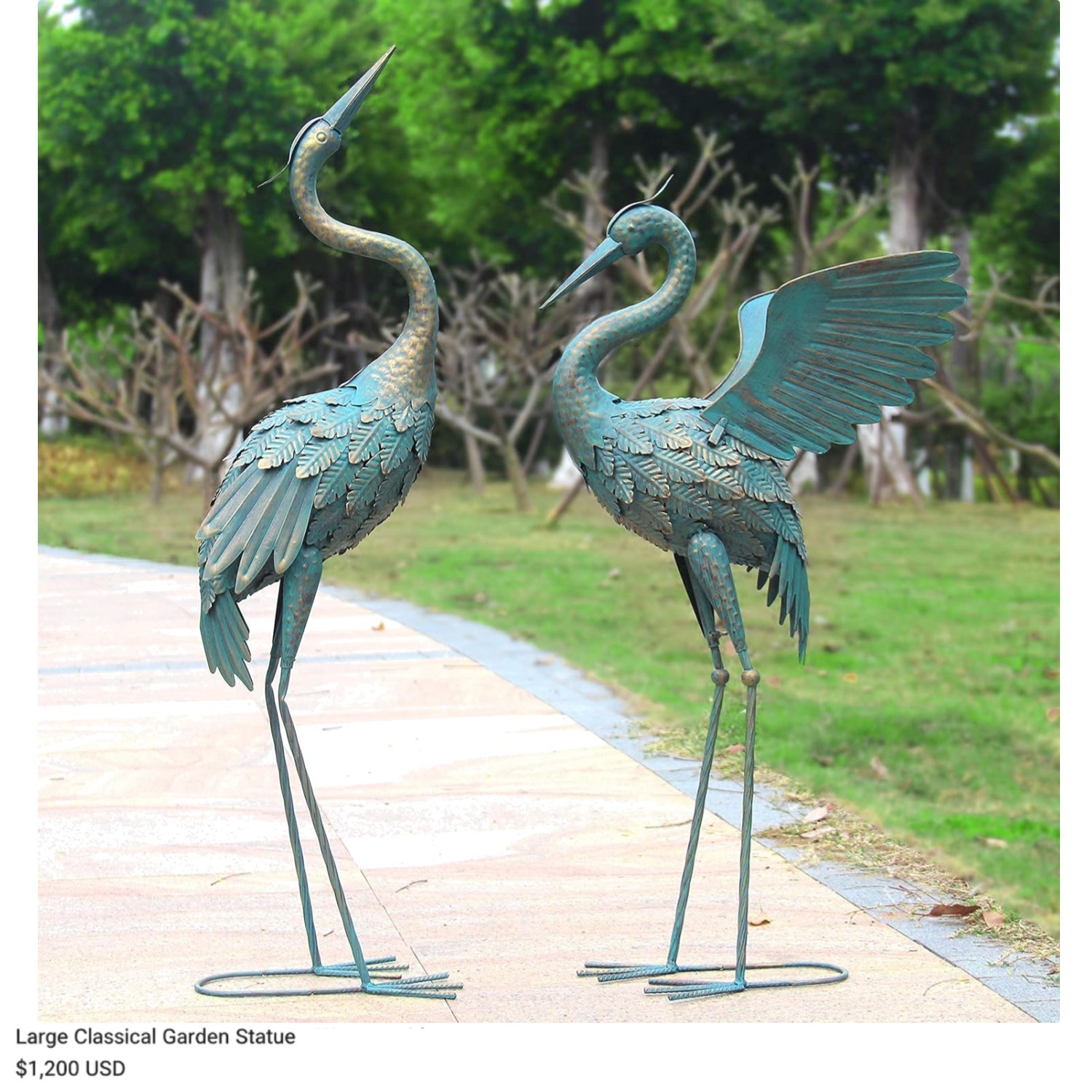 Weather-Resistant Crane Statues, Decorative Bird Sculptures for Lawn and Garden gallery