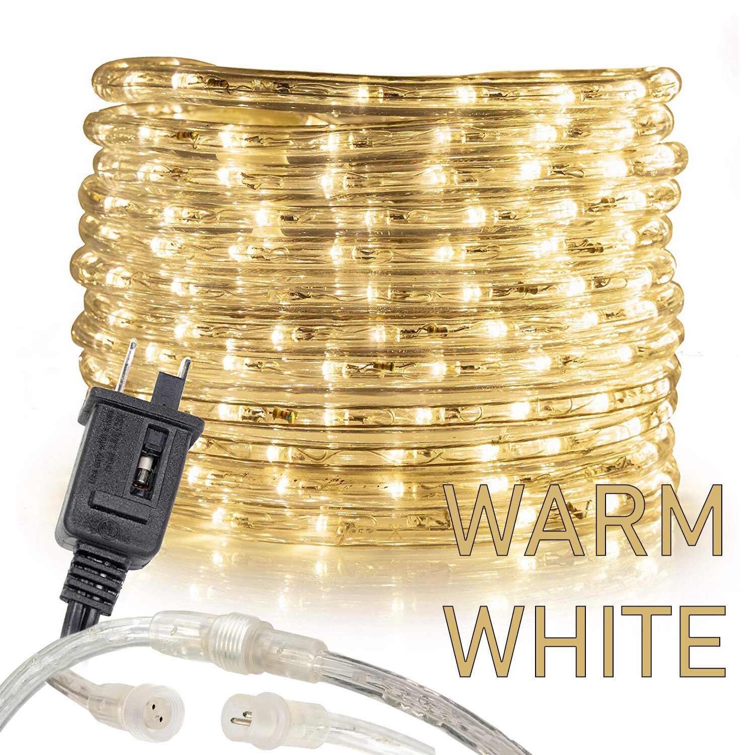 Warm White Thick LED Rope Light Indoor Outdoor 10/20/25/50/100/200/150/300FT ETL gallery