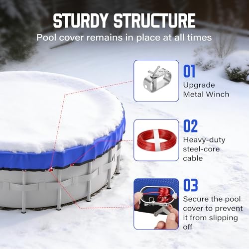 Winter Pool Cover for Above Ground Pools,Cold and UV Resistant Round 24Ft gallery
