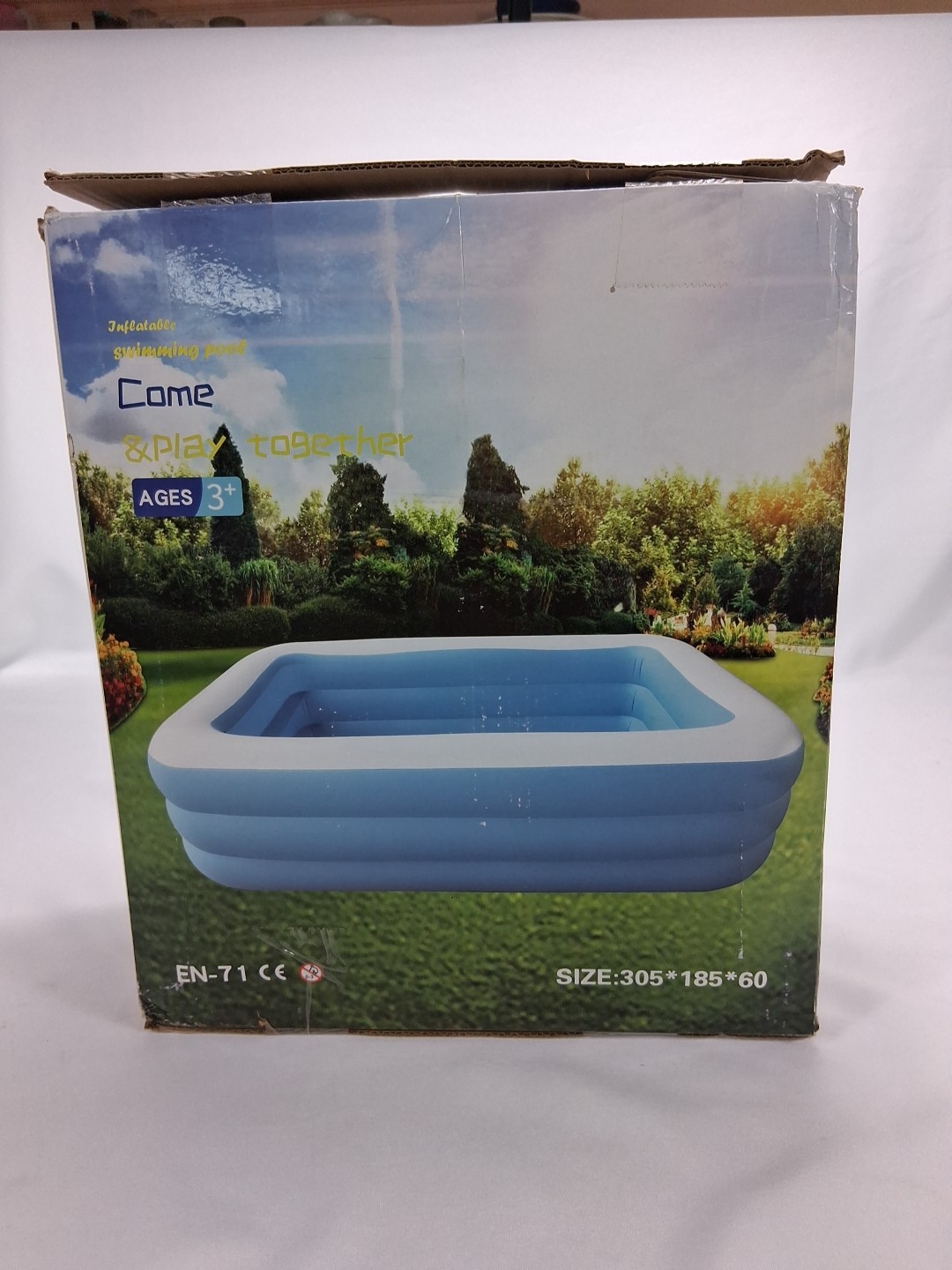 10FT x 6FT x 24IN Rectangular Inflatable Family Pool 3-Ring PVC NEW Sealed gallery