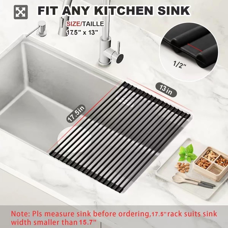 Roll Up Dish Drying Rack Silicone Wrapped Over The Sink Dish Drying Rack Mult... gallery