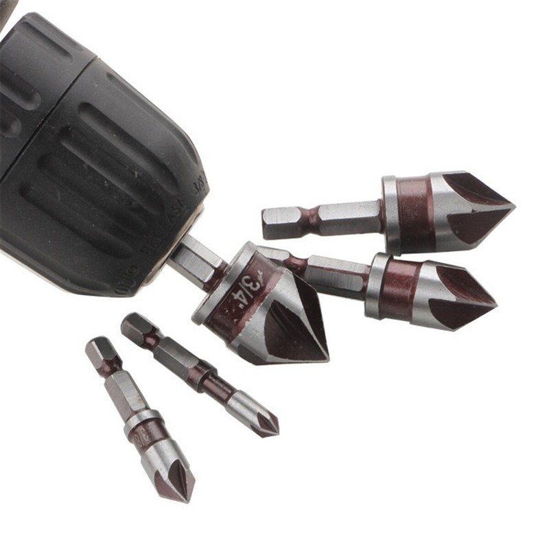 HSS Countersink Drill Bit 82° 5-Flute M35 Cobalt Metal Wood Chamfer Boring Set gallery