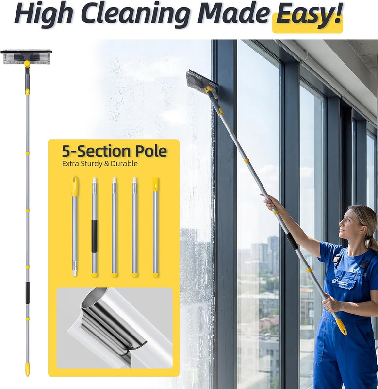 77" Squeegee for Window Cleaning | 2-in-1 Window Cleaning Kit, 180° Lockable ... gallery