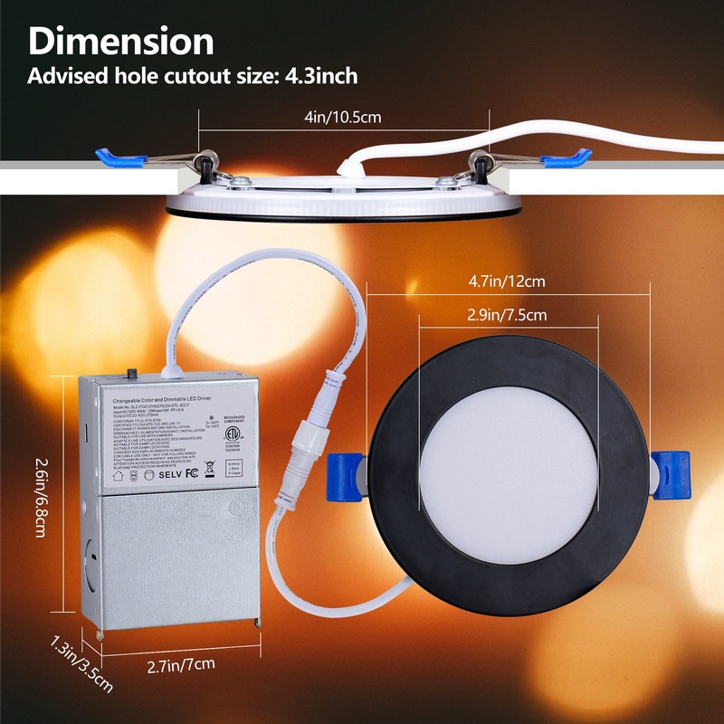 12 Pack 4" LED Recessed Panel Downlight 5CCT Ceiling Light Dimmable Night Light gallery