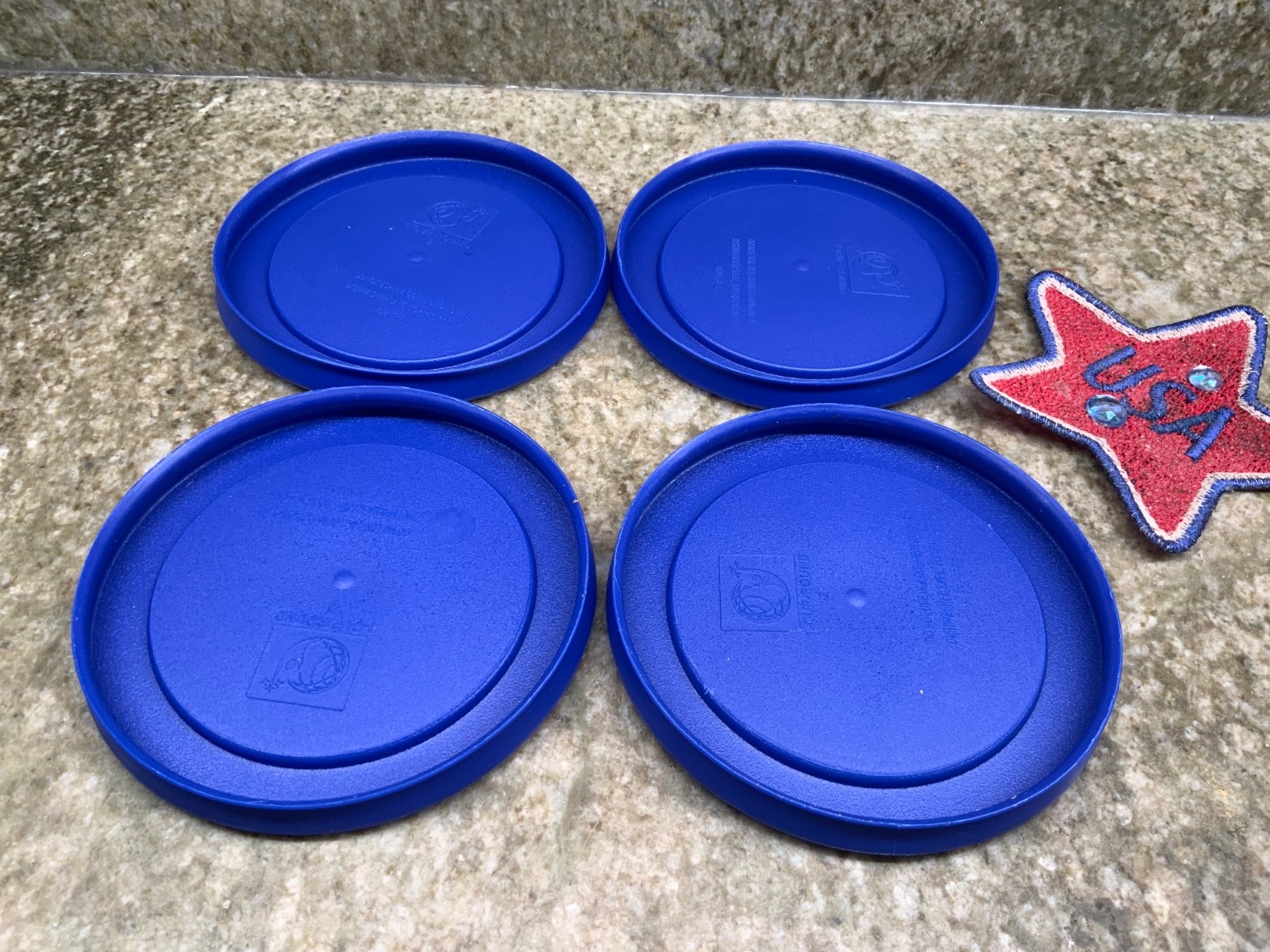 Pyrex 1 Cup Blue Plastic Replacement Lid Cover 4PK For Glass Bowl gallery