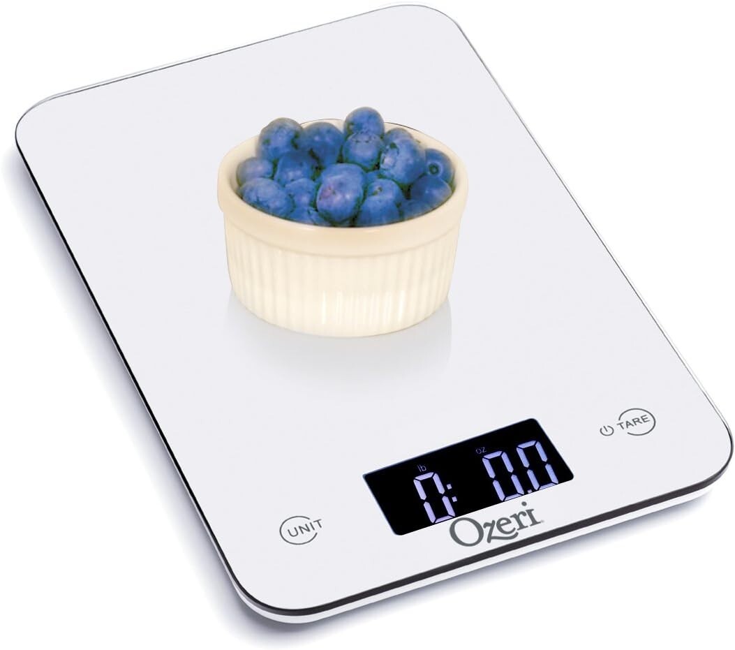 Ozeri Touch Professional Tempered Glass Digital Food Meal Kitchen Scale, White gallery