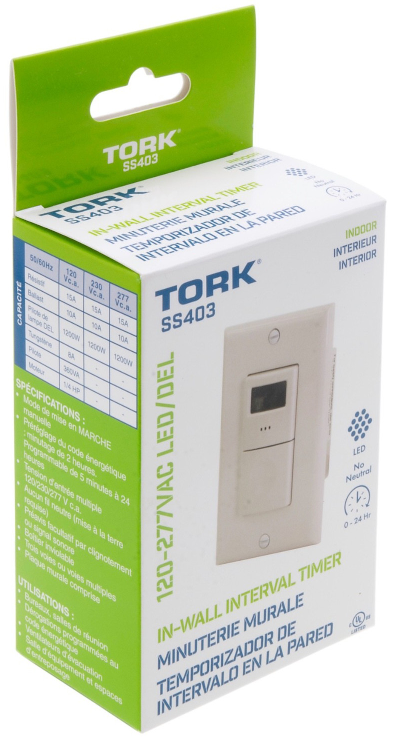 TORK SS403 Interval Wall Timer 24 Hour Maximum No Neutral 3-Way 15A 120-277V NEW gallery