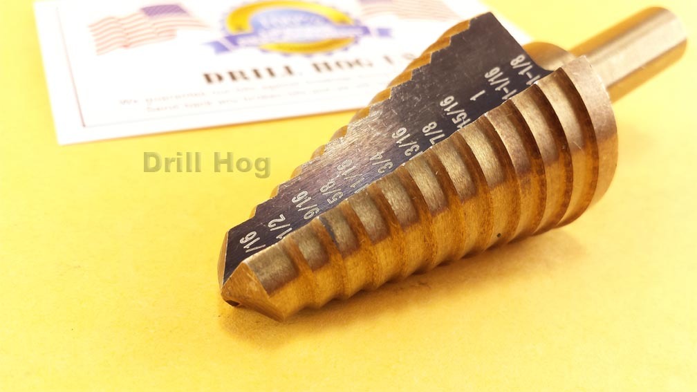 7/16-1-1/8 Step Drill Step Bit Reamer M7 UNIBIT Drill Hog® Lifetime Warranty gallery