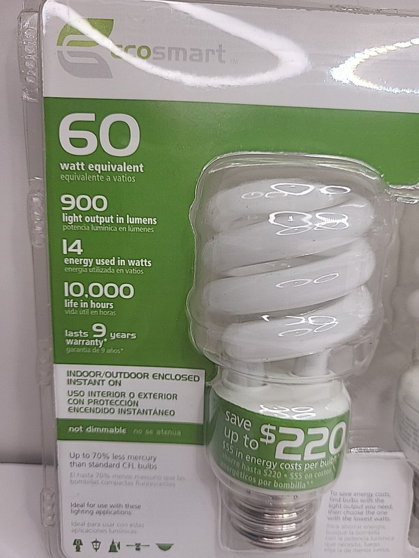 EcoSmart Light Bulbs Soft White Compact Fluorescent 60W Equivalent Spiral 4 Pack gallery