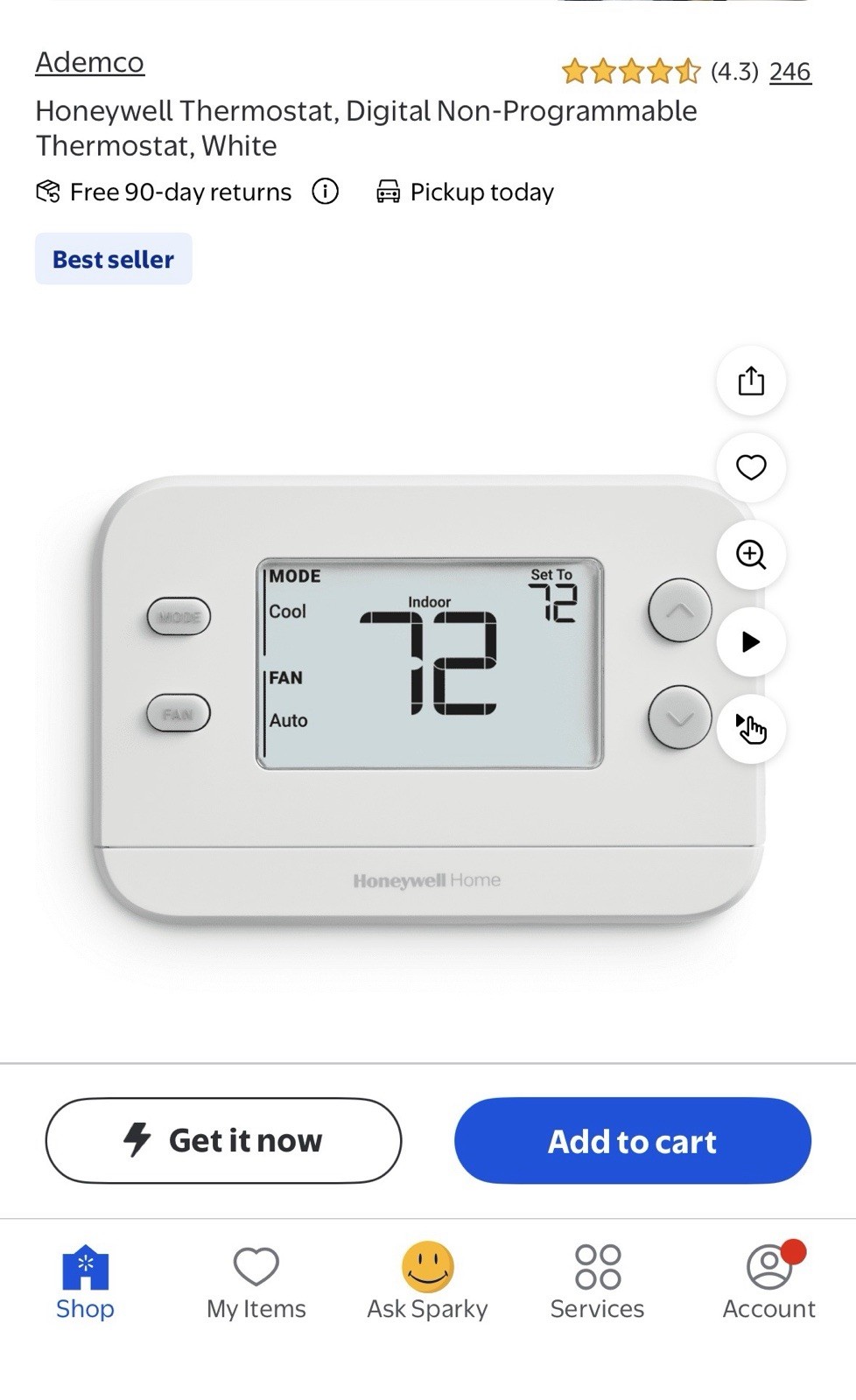 Honeywell Home X1N Non-Programmable Thermostat, Single-Stage, 1 Heat/1 Cool gallery