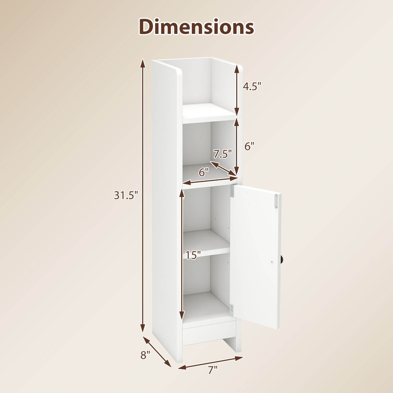 Bathroom Storage Cabinet w/Adjustable Shelf 1 Door & 2 Open Shelves Living Room gallery