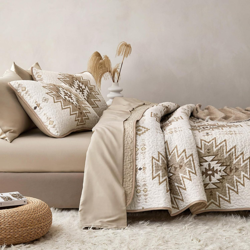 Rustic,Farmhouse Style/Aztec Geometric Patterned Bedspread Sets - GG Home gallery