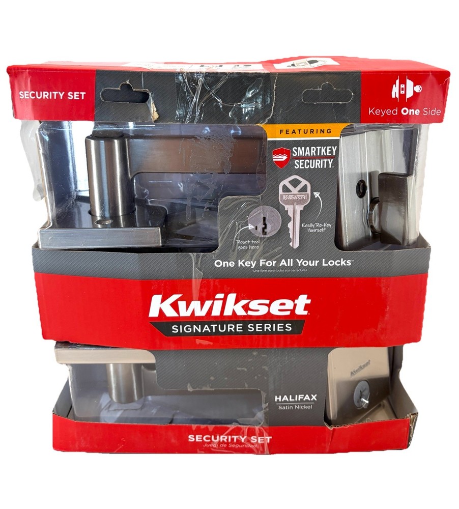 Kwikset HalifaxKeyed Entry Lever Door Handle & Deadbolt Satin Nickel 99910-067