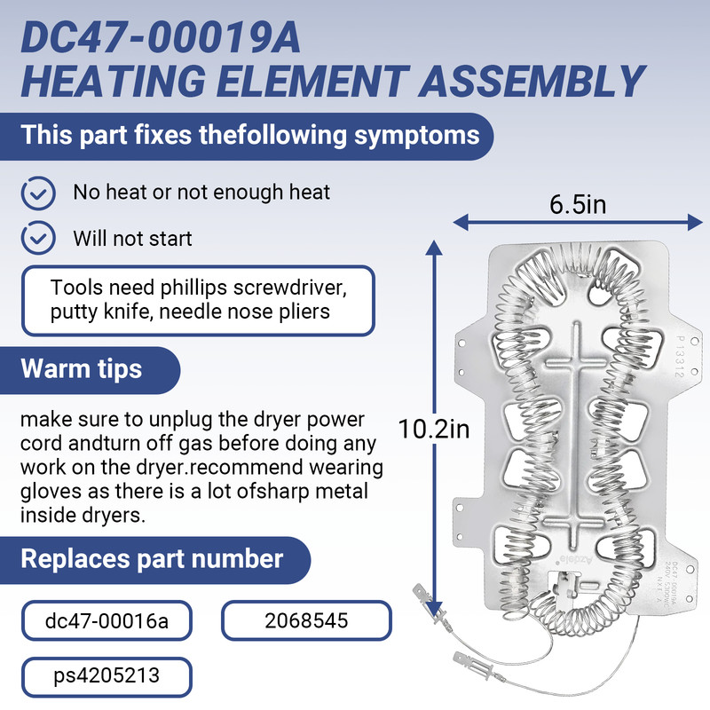 DC47-00019A Dryer Heating Element with DC47-00018A DC96-00887A fit for Samsung gallery