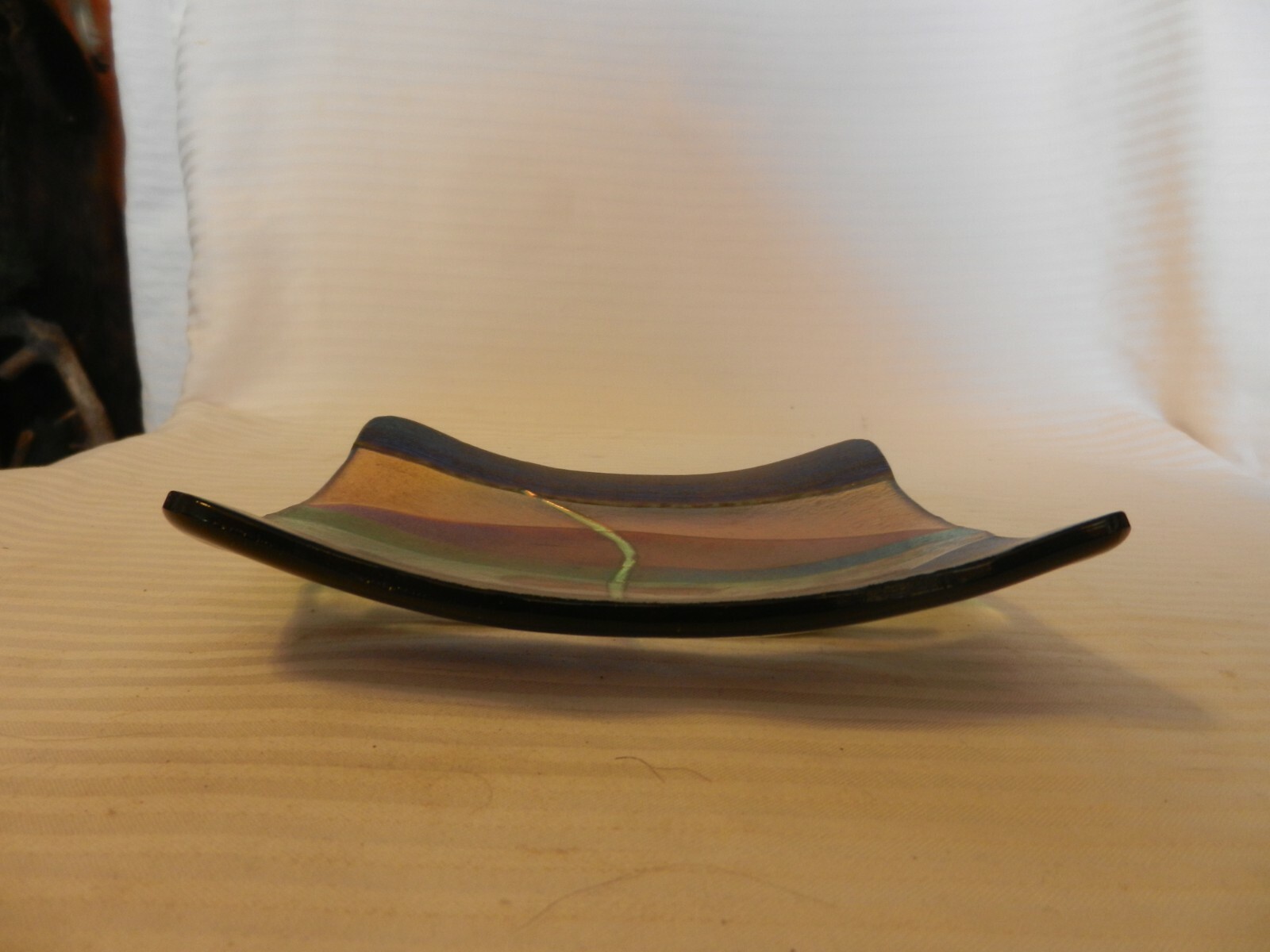 Multi Colored Glass Wave Shape Square Change Coin Key Tray Unique 6.25" Square gallery