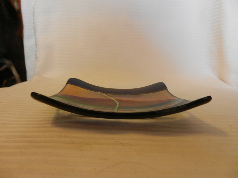Multi Colored Glass Wave Shape Square Change Coin Key Tray Unique 6.25" Square gallery
