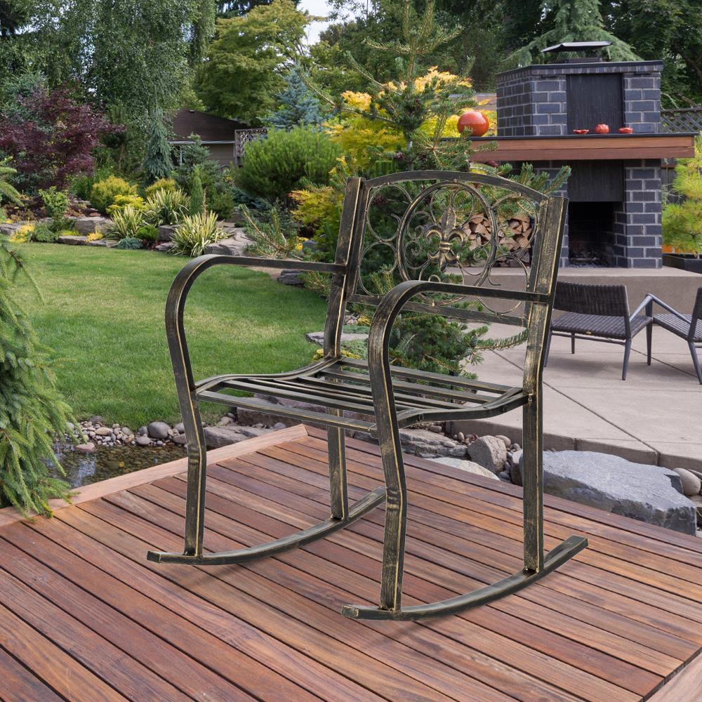 Heavy duty Outdoor Metal Double Rocking Chair patio Garden Bench Glider gallery