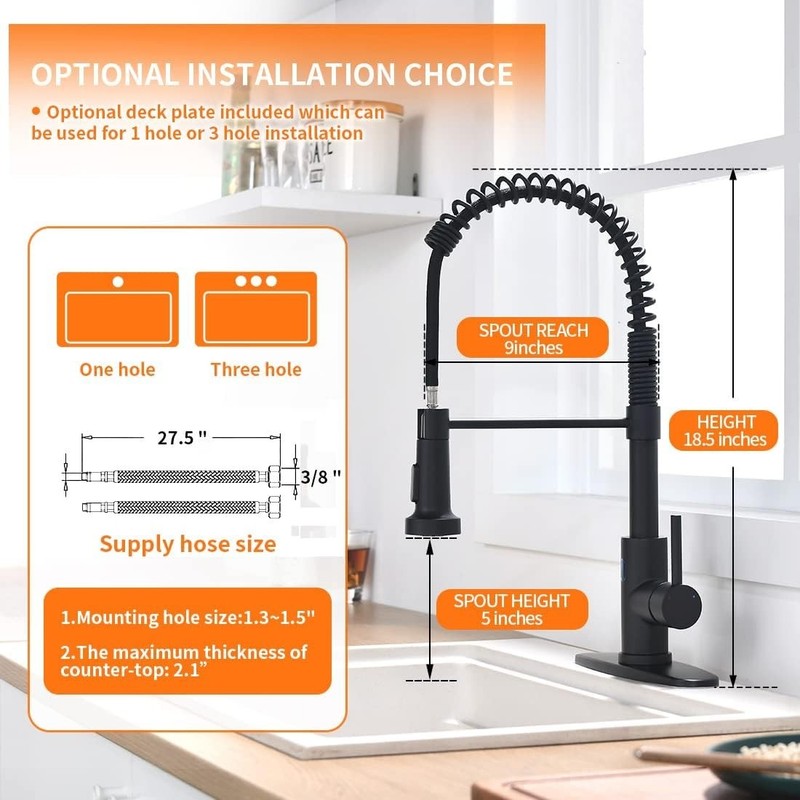 Versatile 360 Swivel Pull Down Kitchen Faucet - Easy Installation & Modern Style gallery