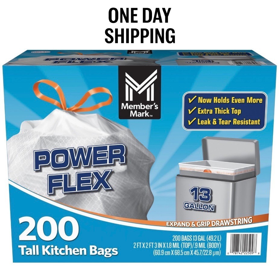 Member’s Mark Power Flex Tall Kitchen Trash Bags 13 Gal Unscented gallery