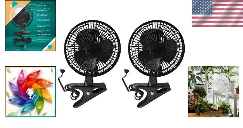 2 Pack 6-Inch Whisper Quiet Adjustable Clip-On Fan - Dual Speed Comfort in Black gallery