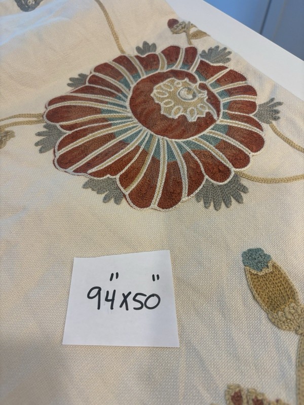 RARE SINGLE PANEL Pottery Barn Margaritte Embroidered Drape 50x94 Lined gallery