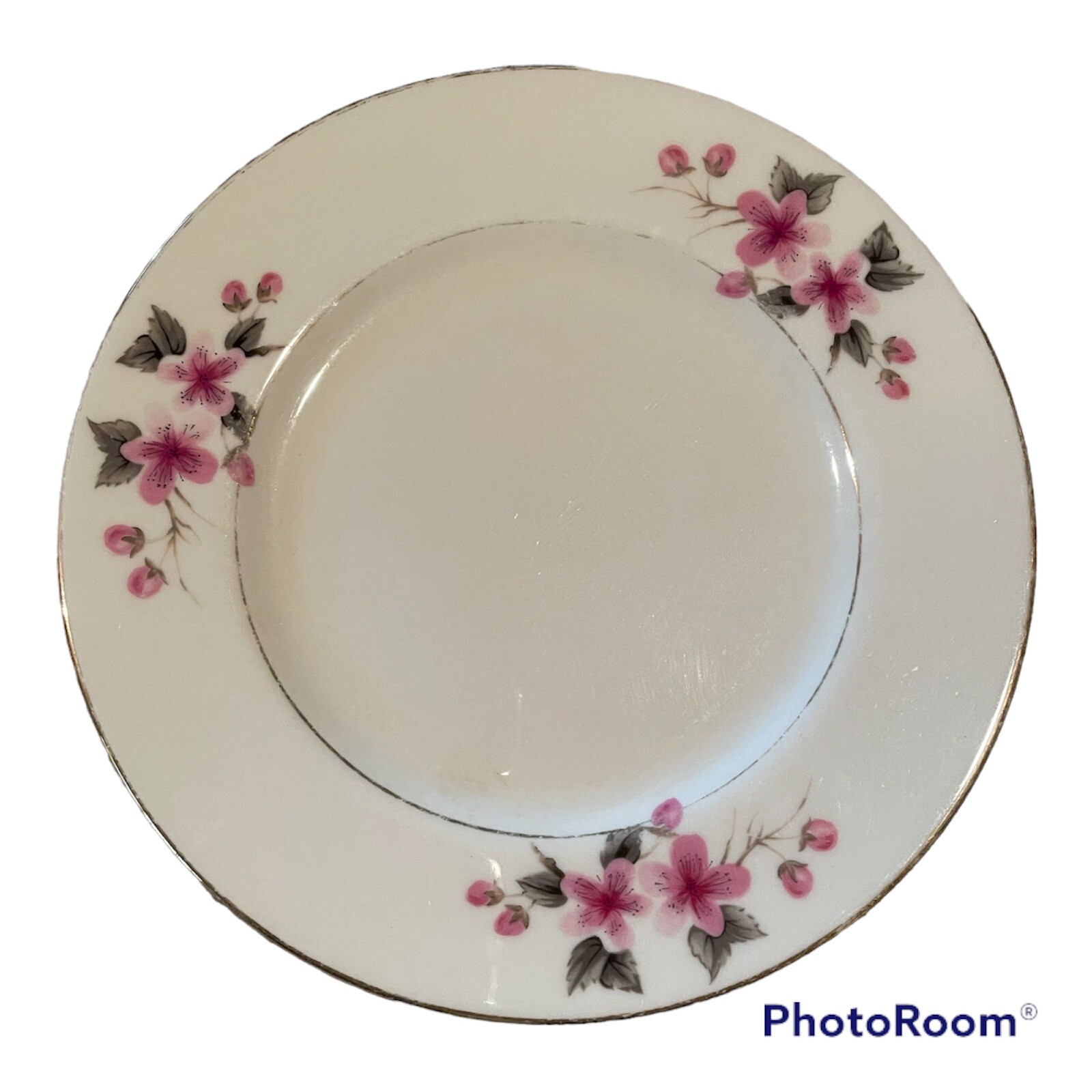 Royal Devon Bread Salad Plate Pink Flower Buds Gold ROD13 set of 2 gallery