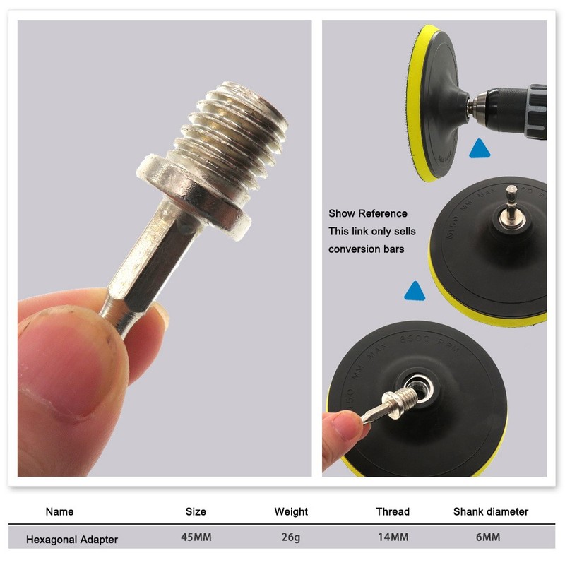 M10 / M14 Screw Thread 1/4" Hex Shank Electric Drill Adapter For Backing Pads gallery