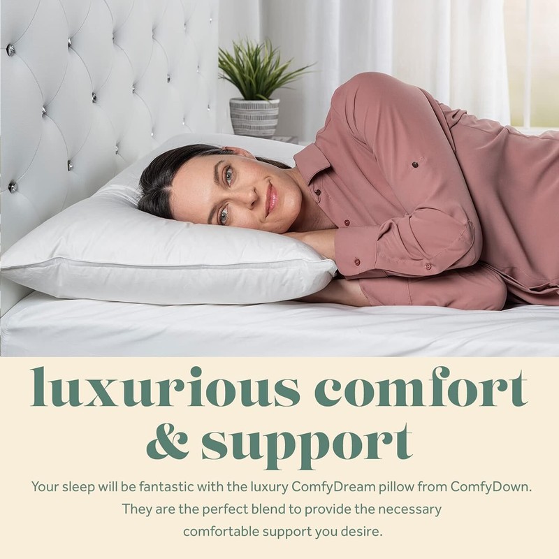 ComfyDown 50/50 Down Feather Blend ComfyDream Bed Pillow for Sleeping gallery