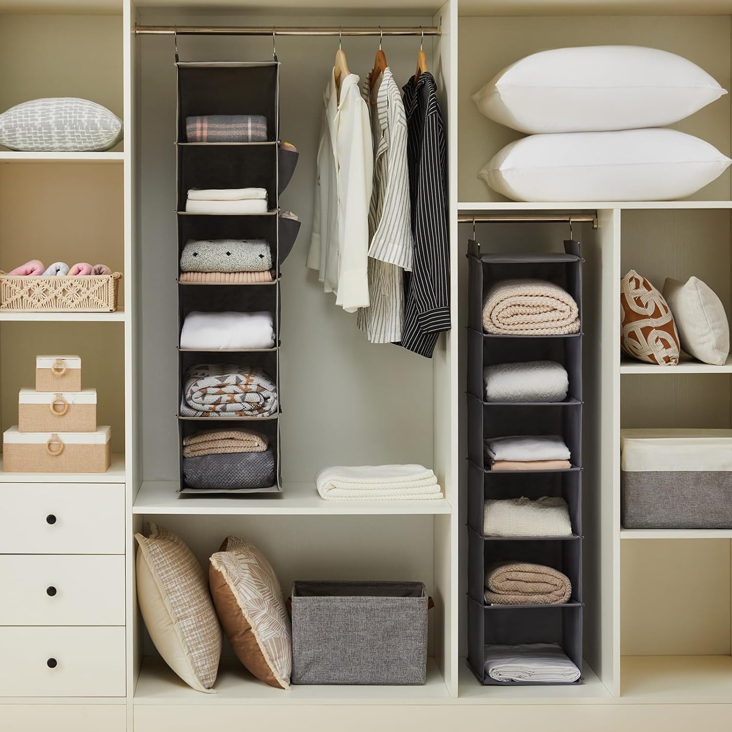 Organizer and Storage, 6-Shelf Closet Hanging Storage Shelves, Grey gallery
