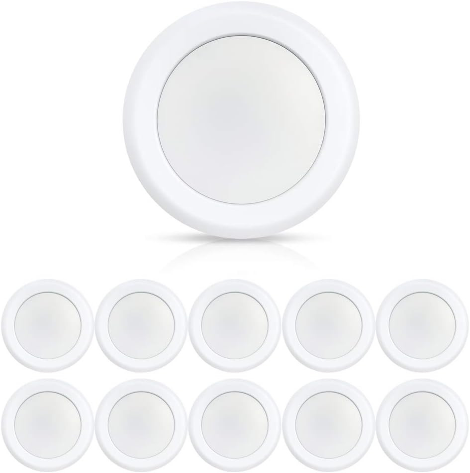 10-Pack Dimmable 6" LED Disk Lights, 16.5W, 5000K, 1000Lm, ETL Listed