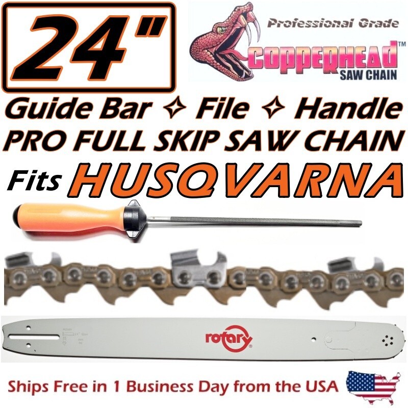 COPPERHEAD 24" PRO BAR, FULL SKIP SAW CHAIN & FILE HUSQVARNA 372 - 395XP - 84 DL gallery