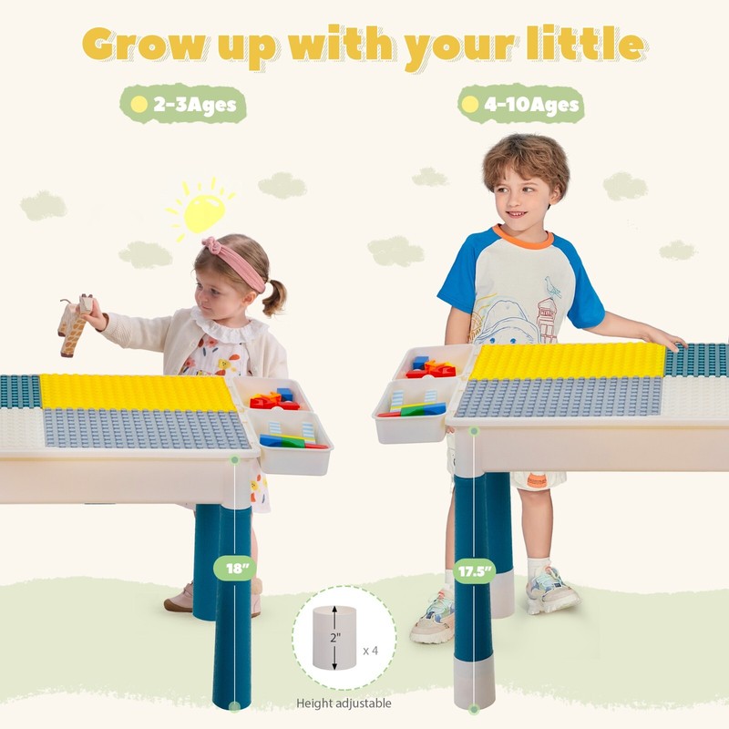 Tobbi Activity Table for Toddlers 3-5, Kids Table and Chair Set Building Blocks gallery