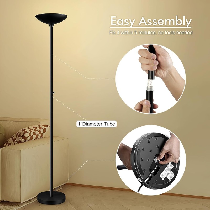 30W Torchiere Floor Lamp - 3600LM Super Bright LED Floor Lamp. gallery