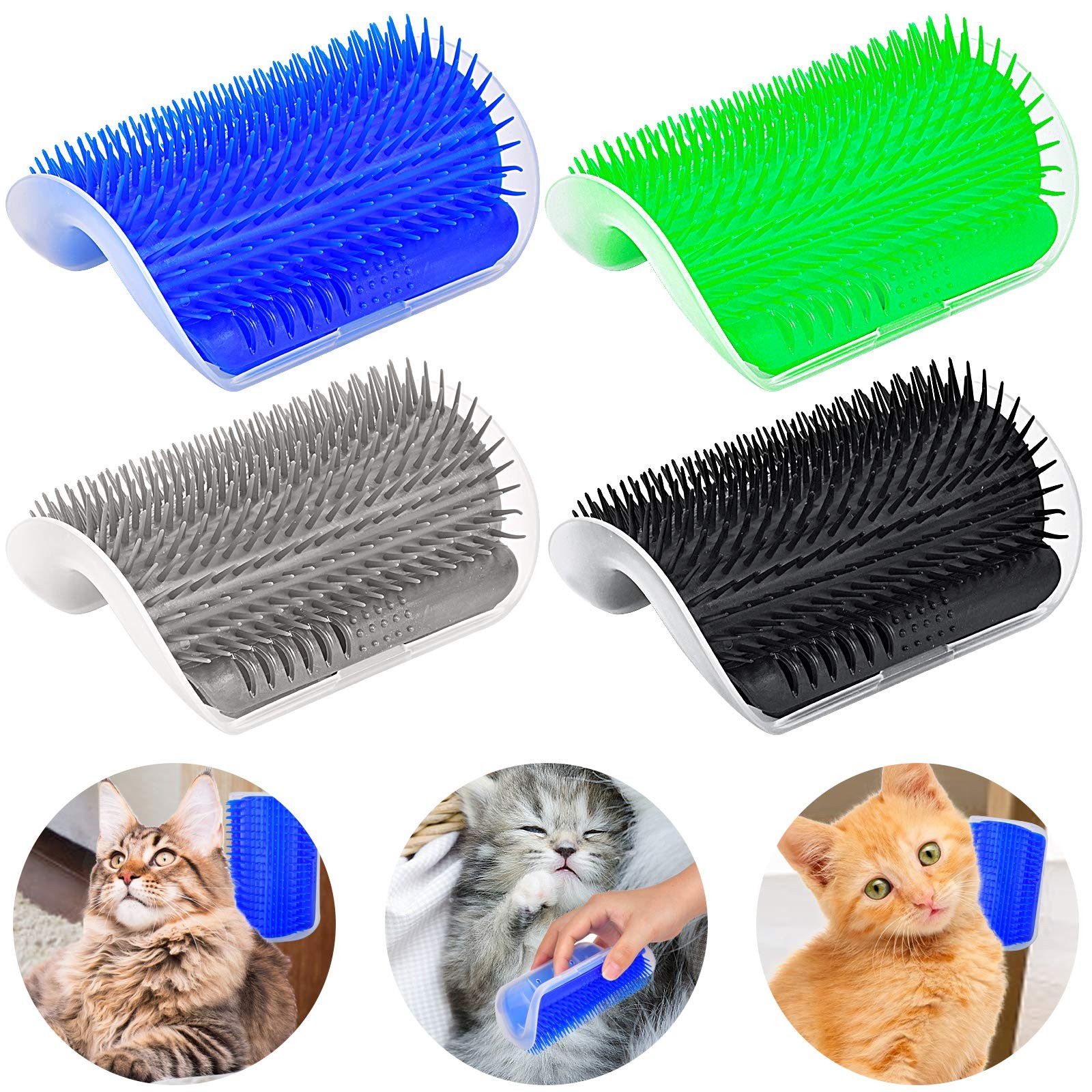 Self Groomer for Cats - 4PACK 4 Count (Pack of 1), Blue+Black+Gray+Green gallery