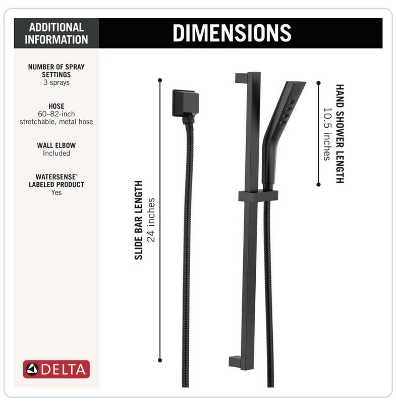 Delta 3-Spray Patterns Wall Mount Handheld Shower Head 1.75 GPM in Matte Black gallery
