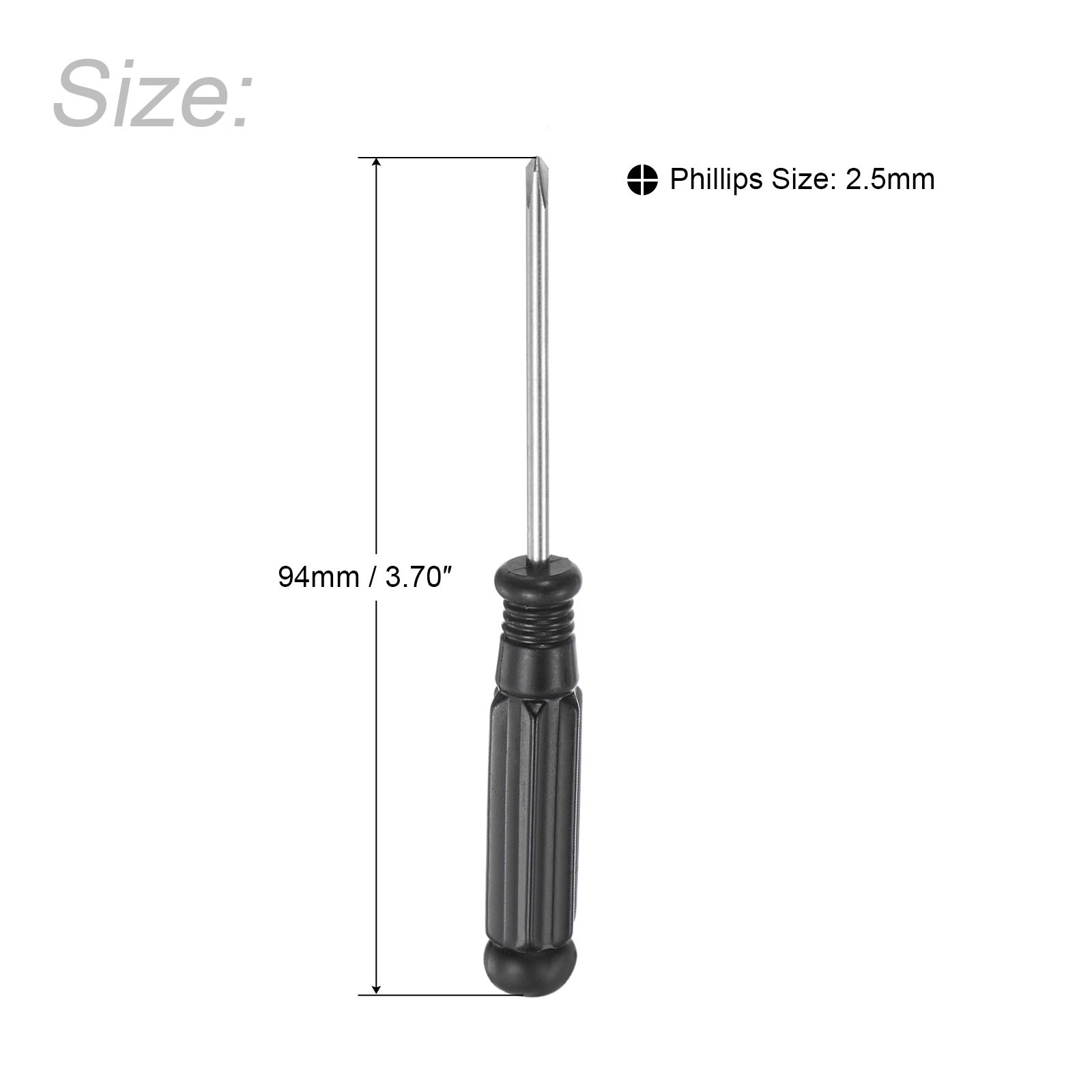 2.5mm Mini Phillips Screwdriver with Black Handle for Small Appliances, 2 Pcs gallery
