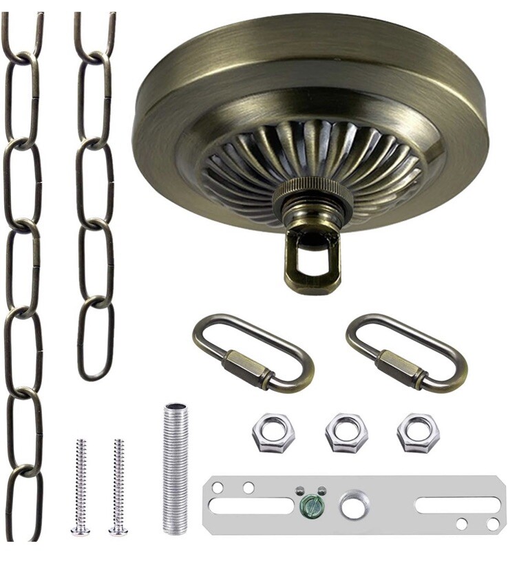 Light Fixture Canopy Kit 5 Inches Diameter And 6 Feet Chain Antique Brass gallery